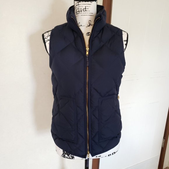 J. Crew Excursion Navy Blue Down Puffer Quilted Vest XS 49194 - Picture 1 of 12